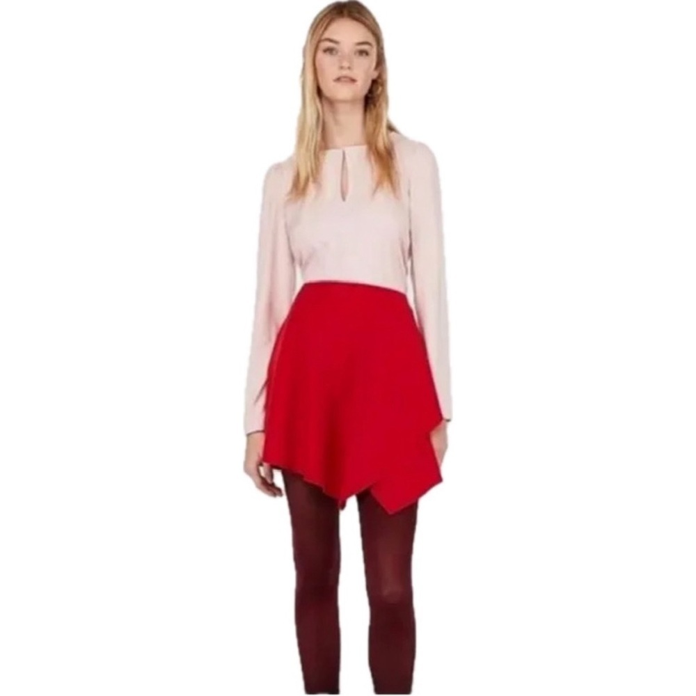 Express Red Asymmetrical Skirt Size 4 Flowy High Low Midi